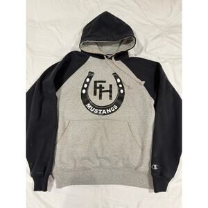 Champion FH Mustangs Grey and Black Horseshoe Pullover hoodie Size medium